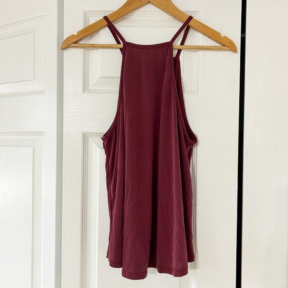 Francesca’s Mi Ami Pleated High Neck Sleeveless Tank Top Burgundy Large EUC - Picture 4 of 4